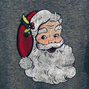 Modern Canvas Size XL Grey Santa Clause Long Sleeve Tee Polyester- Rayon-Spandex
